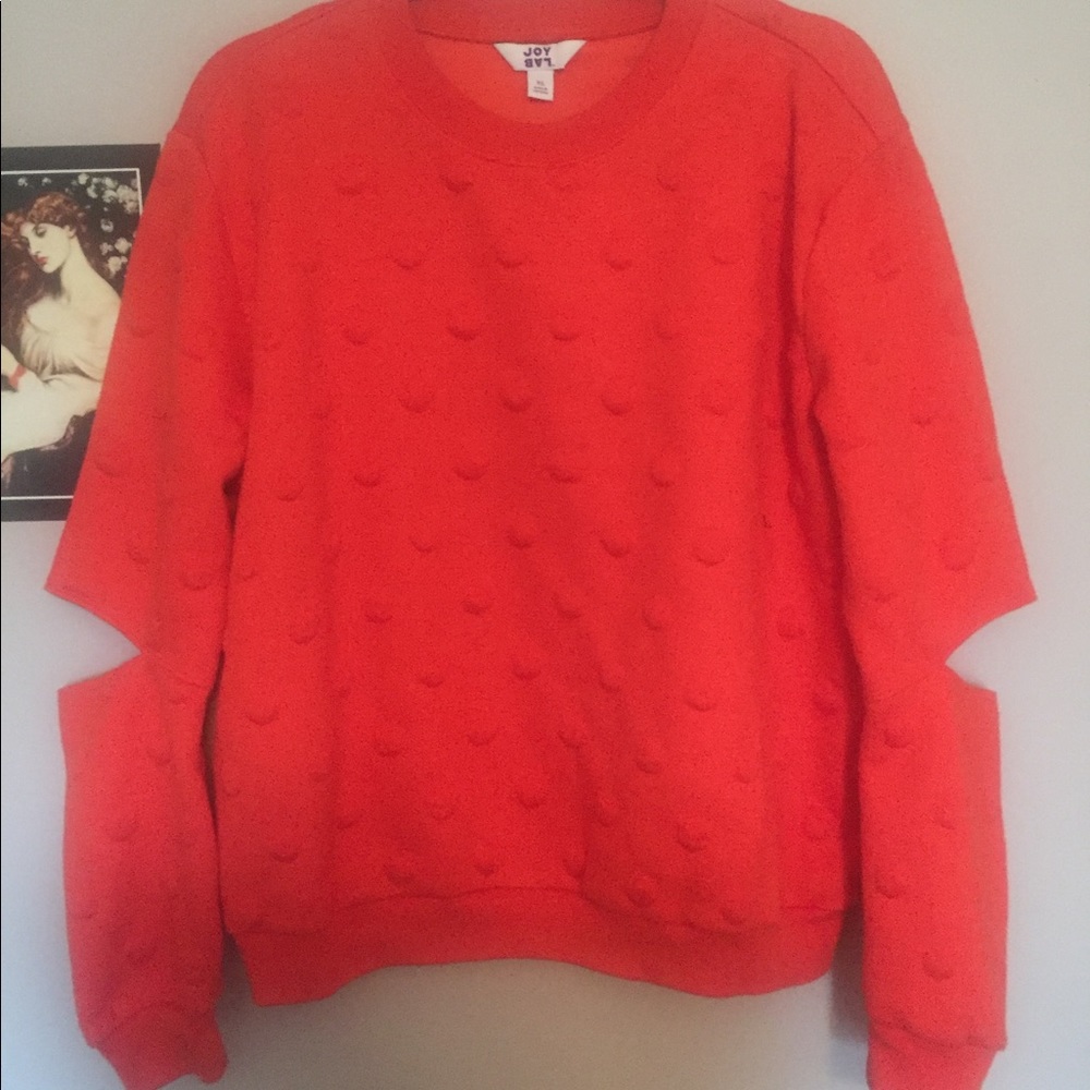 JoyLab Polka Dot Sweater with Elbow Cut Outs